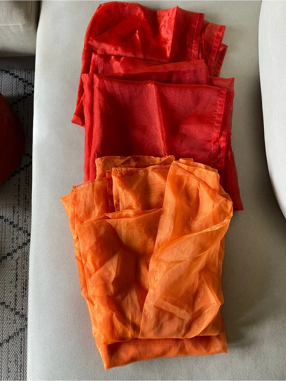 IKEA Vibrant Red/Burnt Orange Sheer Full Length Curtain Panels